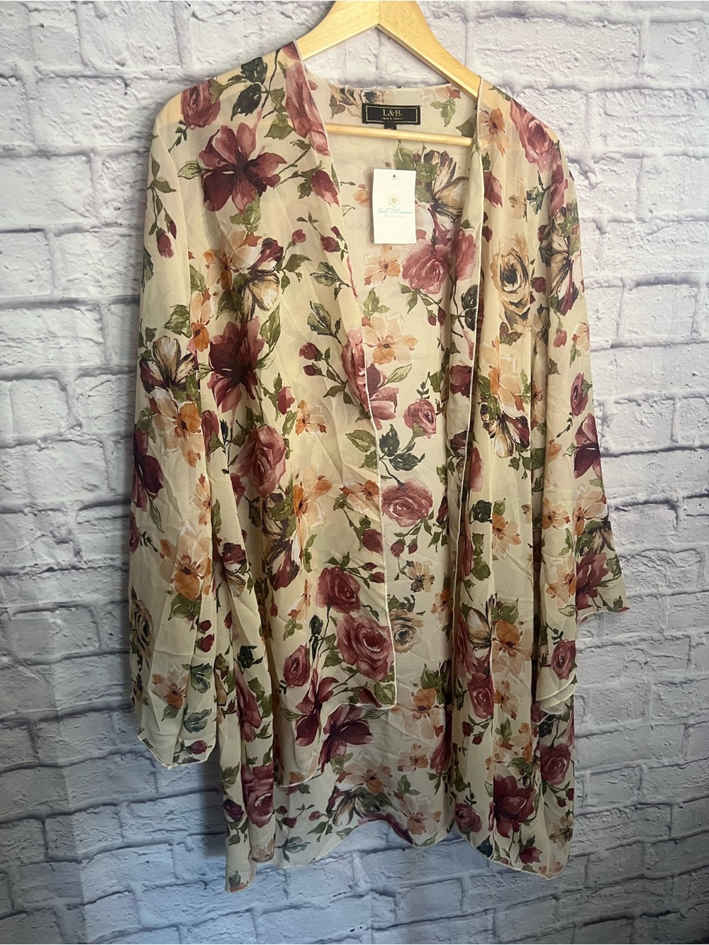 L&B Lucky & Blessed Floral Open Front Kimono Cardigan Cover Up – Women’s 3X NWT